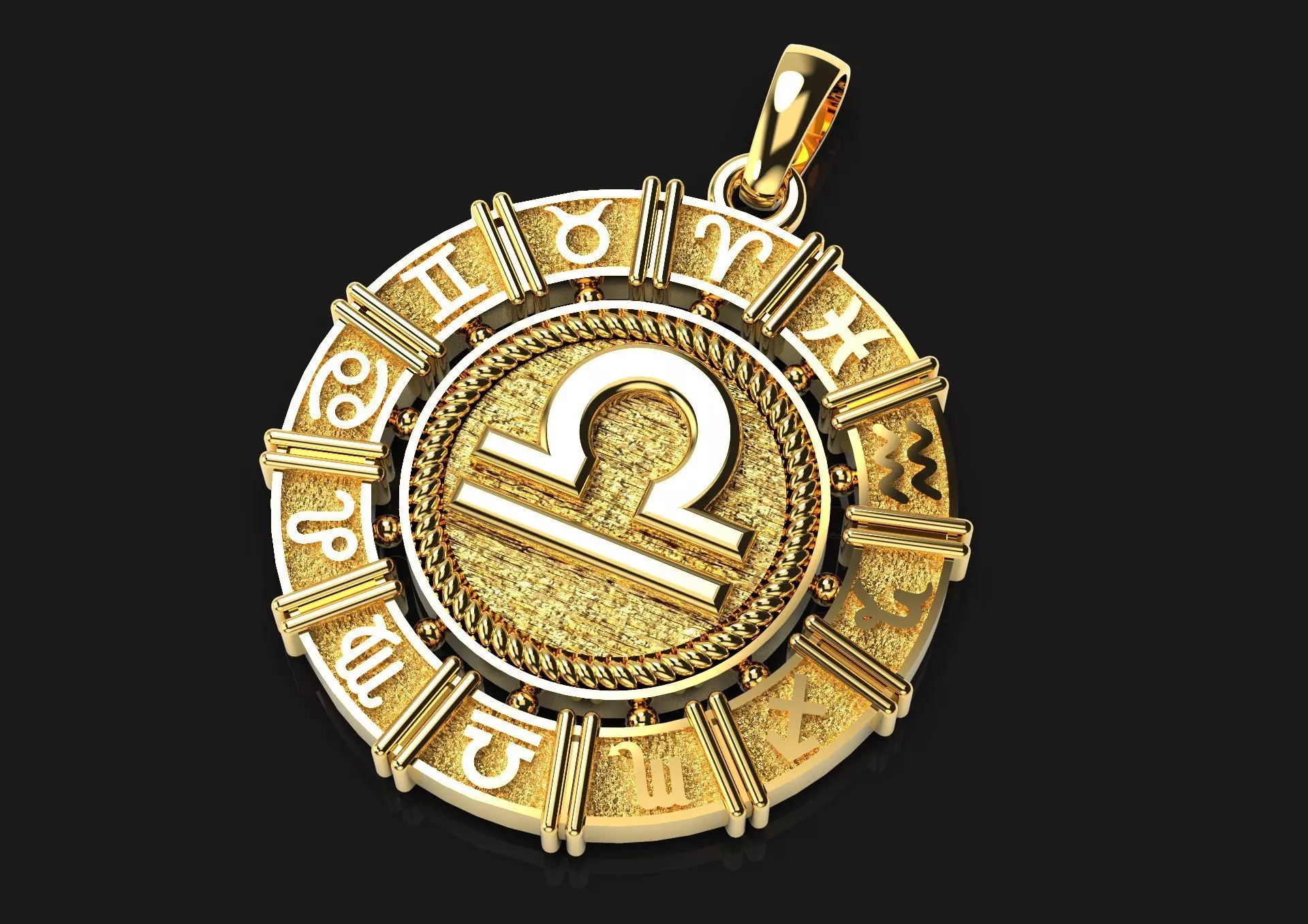 Pendant with the zodiacs 3D print model_0
