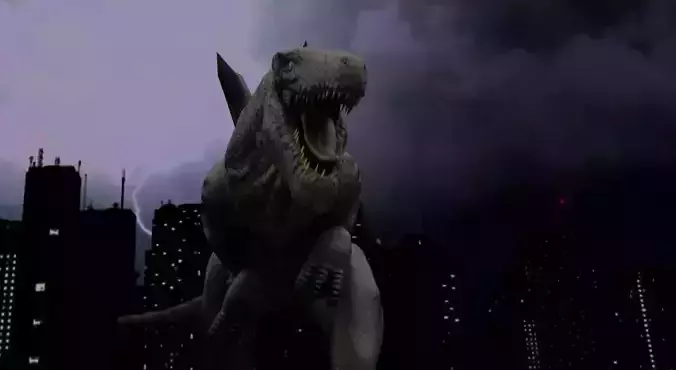 zilla dinosaur in city at night Free 3D model