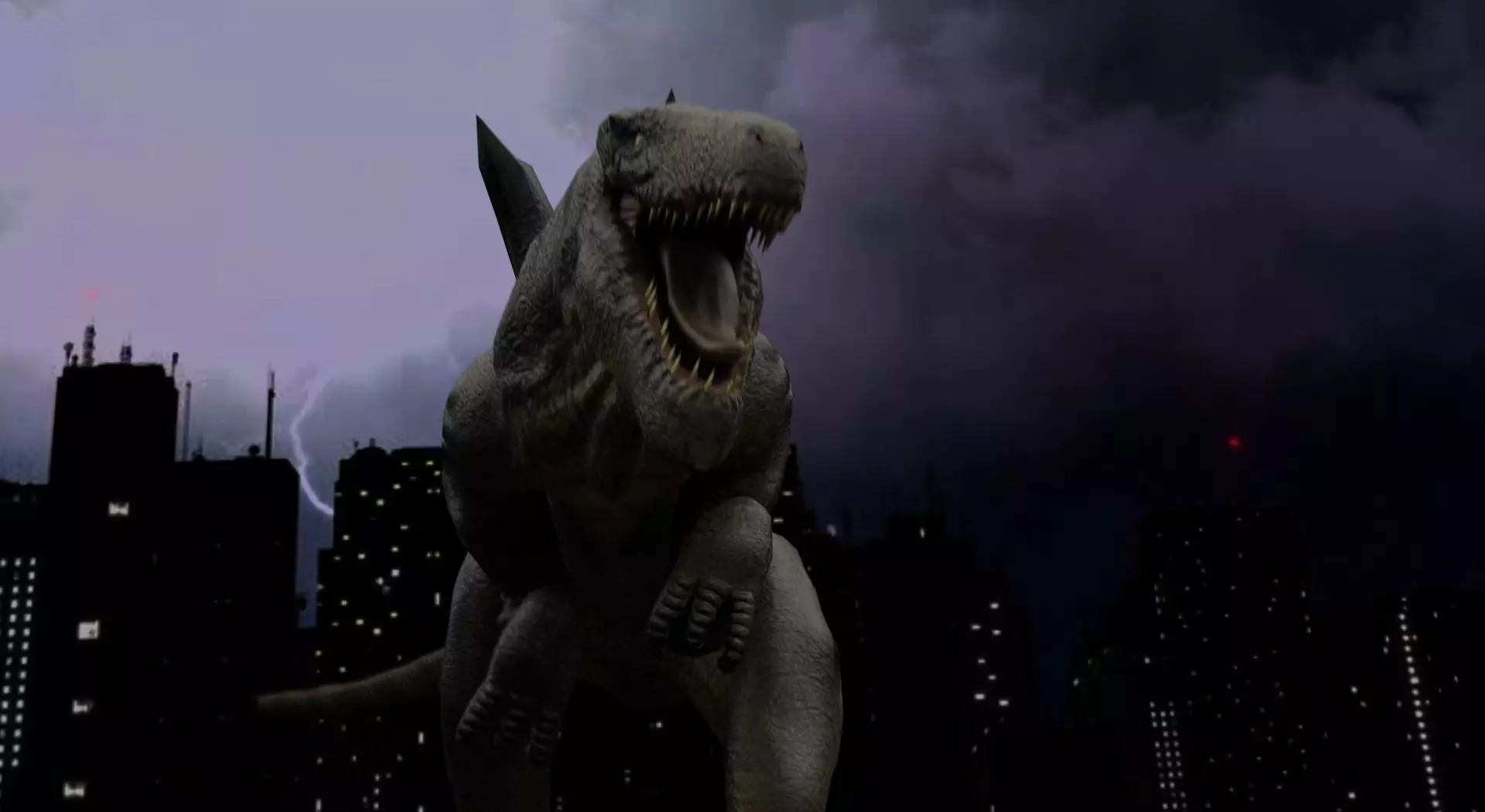 zilla dinosaur in city at night Free 3D model
