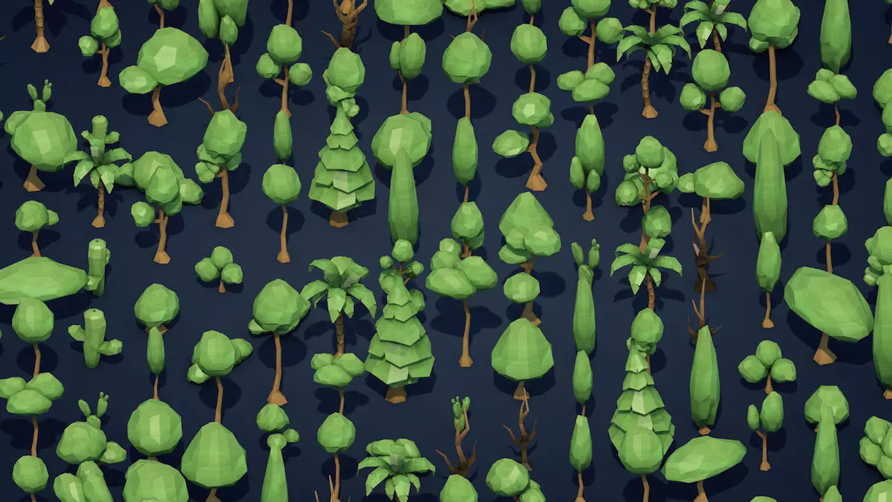 25 Low Poly Trees Plants Bushes Low-poly 3D model_0