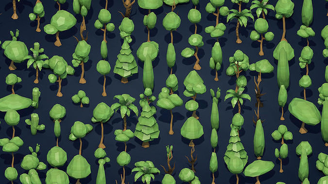 25 Low Poly Trees Plants Bushes Low-poly 3D model