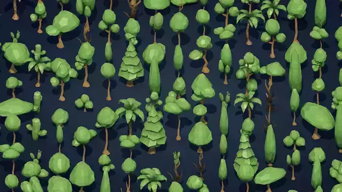 25 Low Poly Trees Plants Bushes Low-poly 3D model