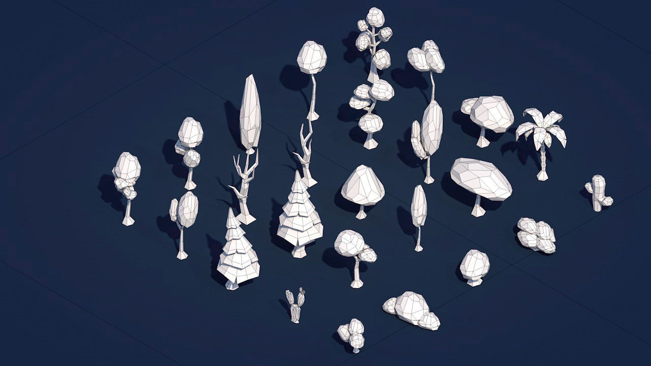 25 Low Poly Trees Plants Bushes Low-poly 3D model_2