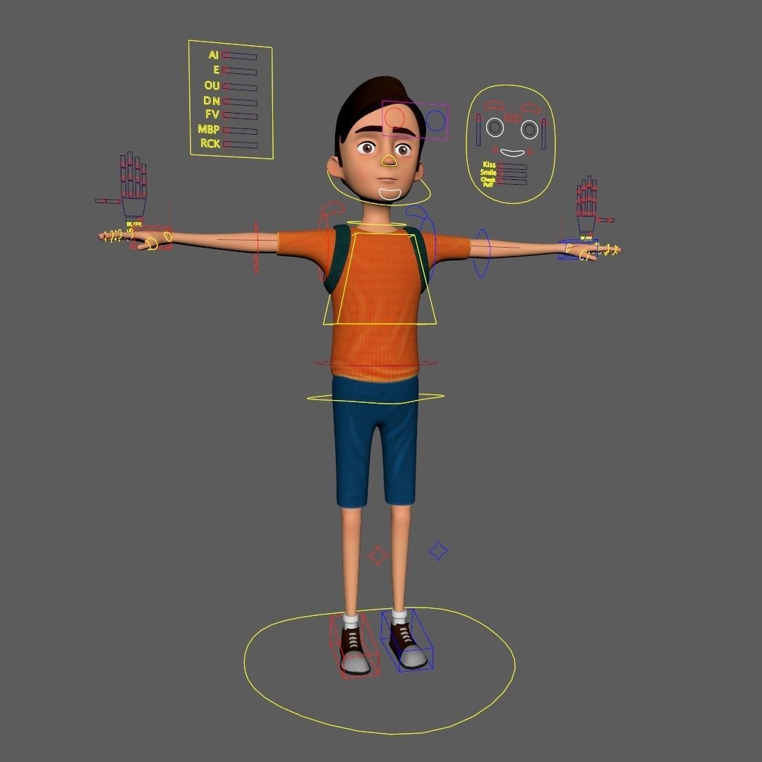 Cartoon Boy Low-poly 3D model_7