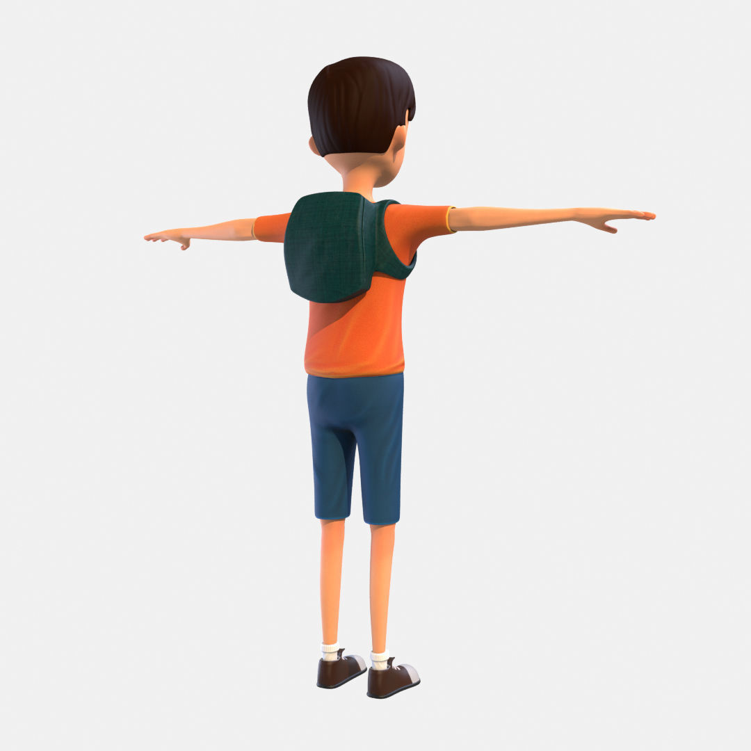 Cartoon Boy Low-poly 3D model_5
