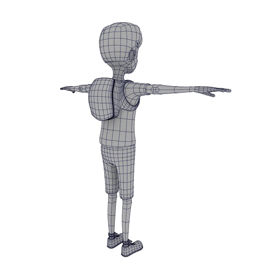Cartoon Boy Low-poly 3D model_14