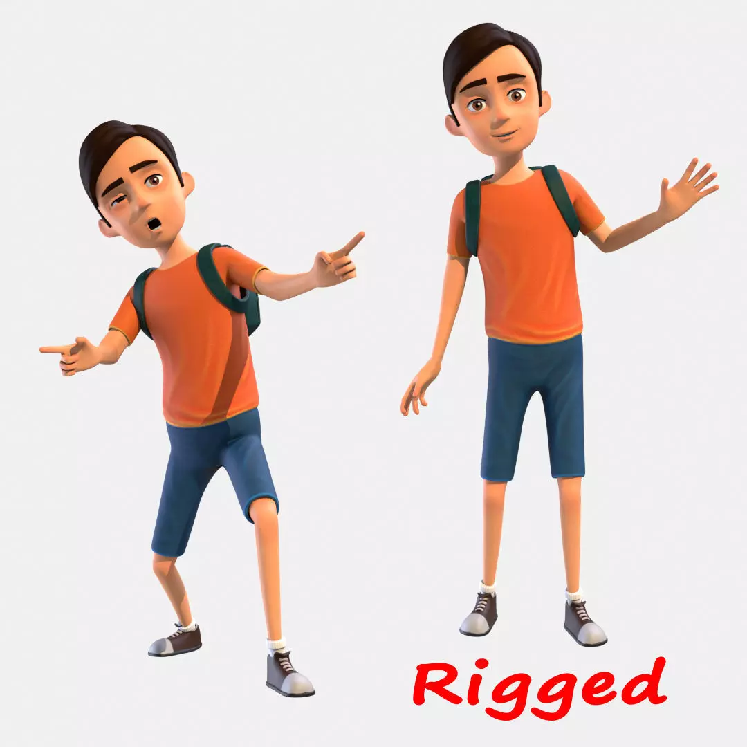 Cartoon Boy Low-poly 3D model_0