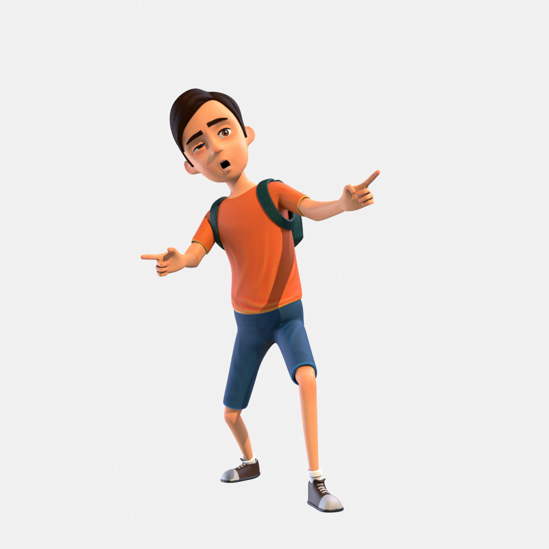 Cartoon Boy Low-poly 3D model_1