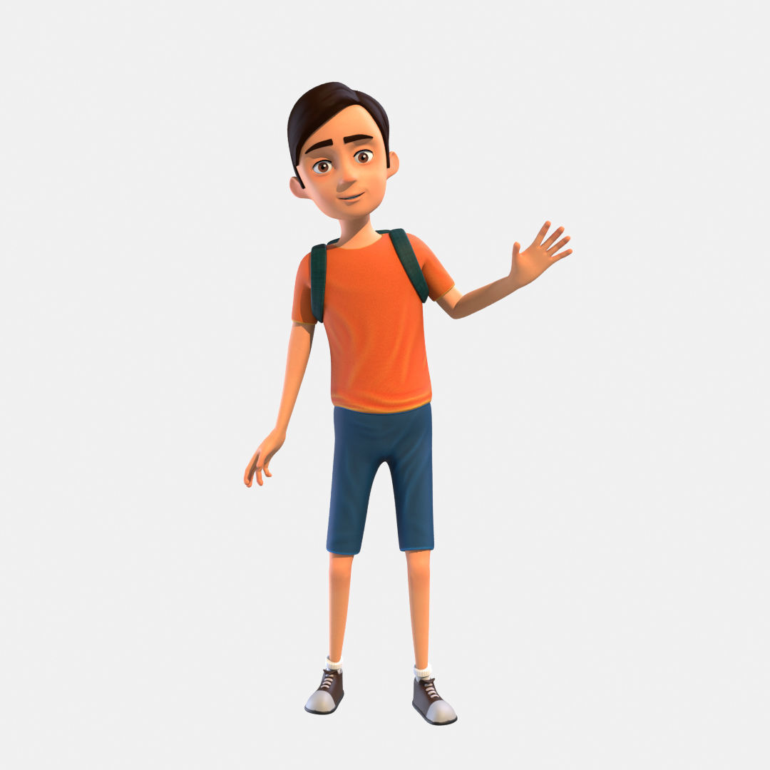 Cartoon Boy Low-poly 3D model_2