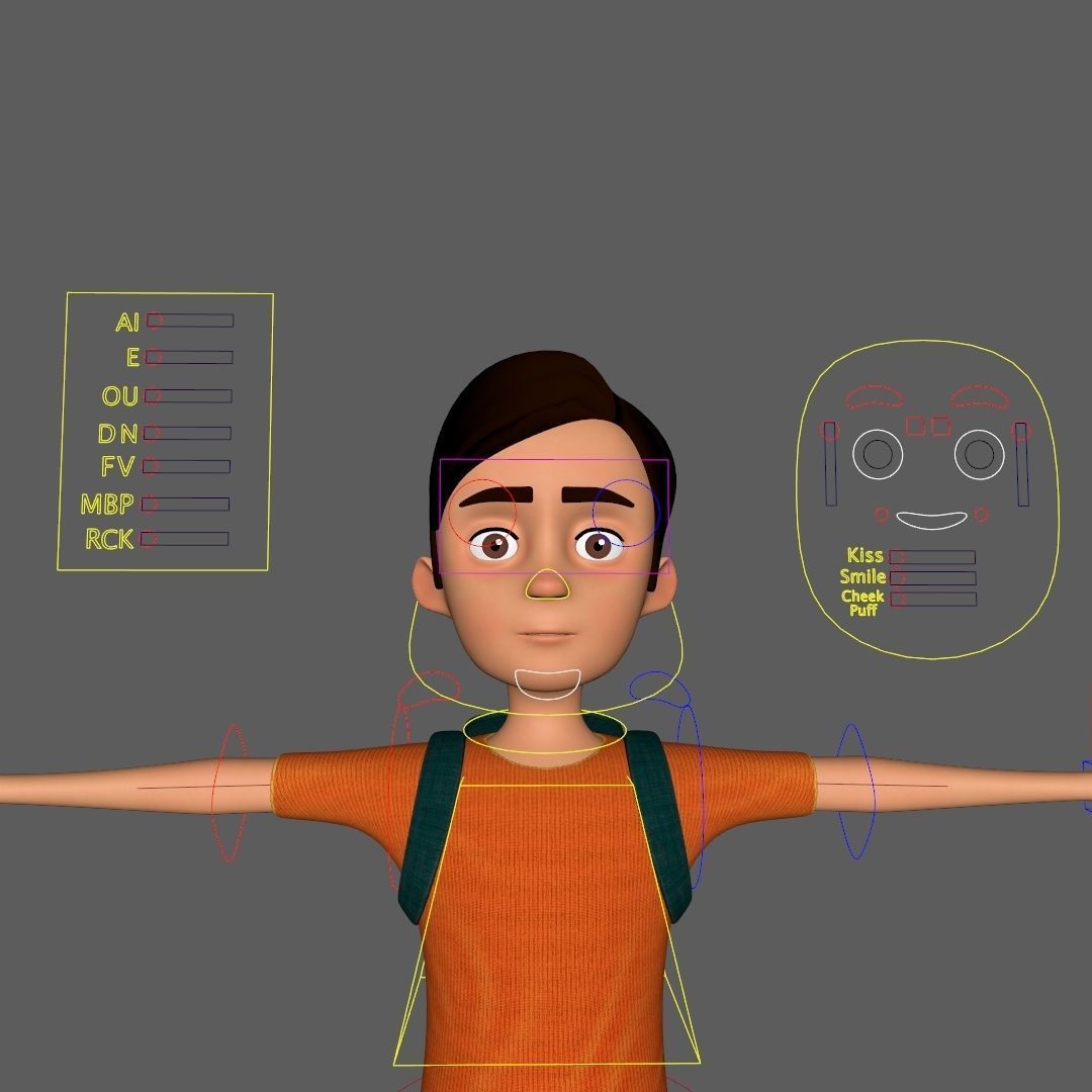 Cartoon Boy Low-poly 3D model_9