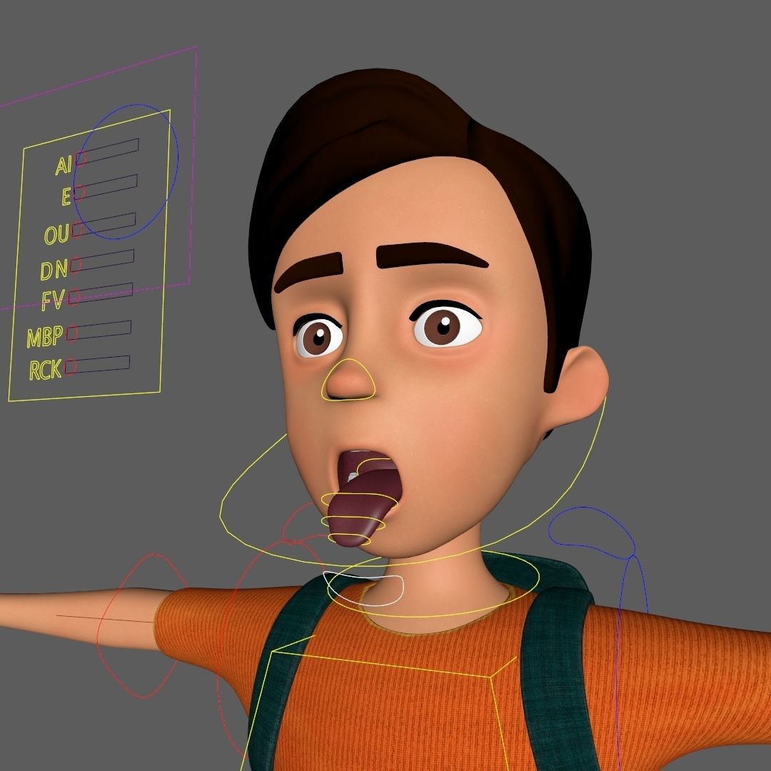 Cartoon Boy Low-poly 3D model_12