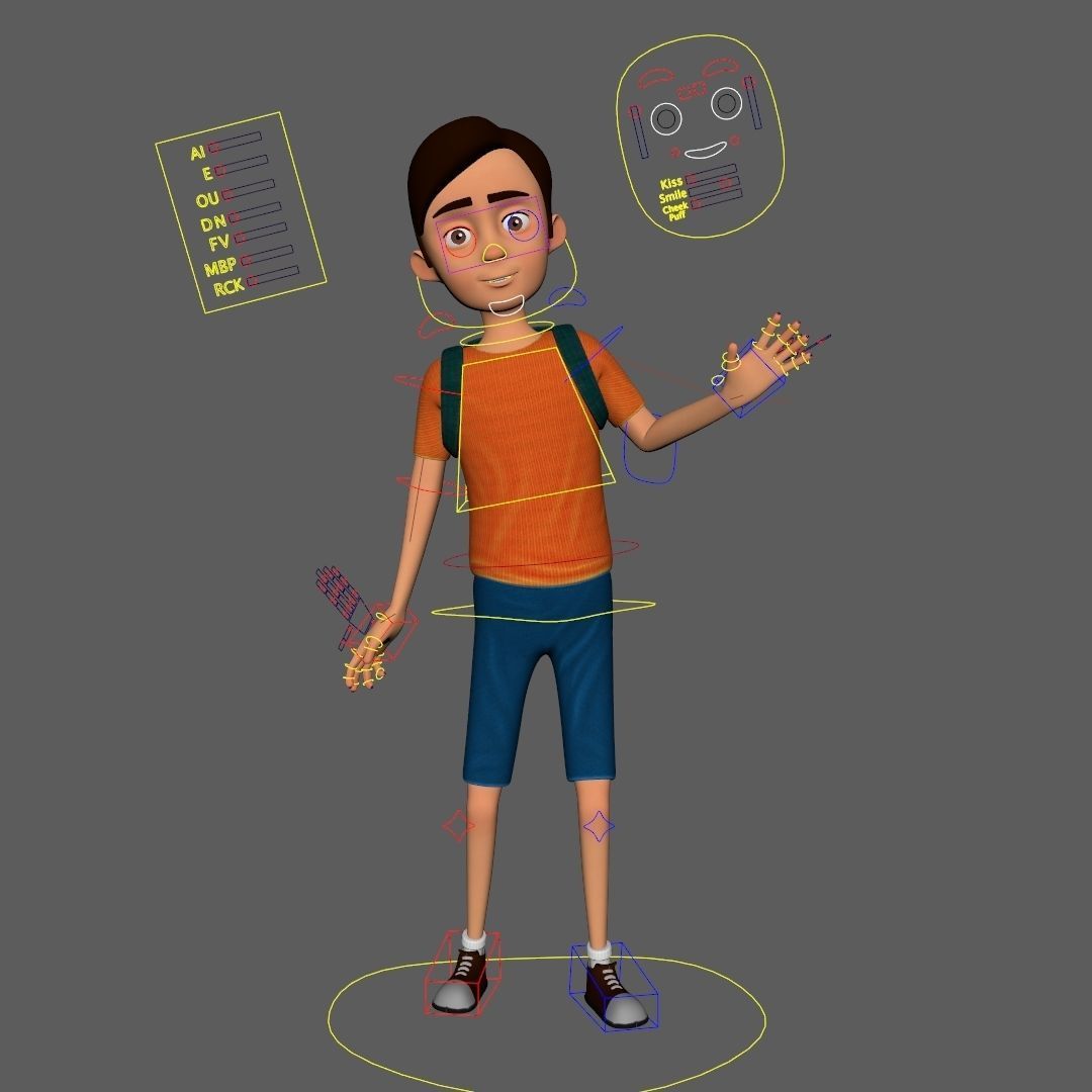 Cartoon Boy Low-poly 3D model_11