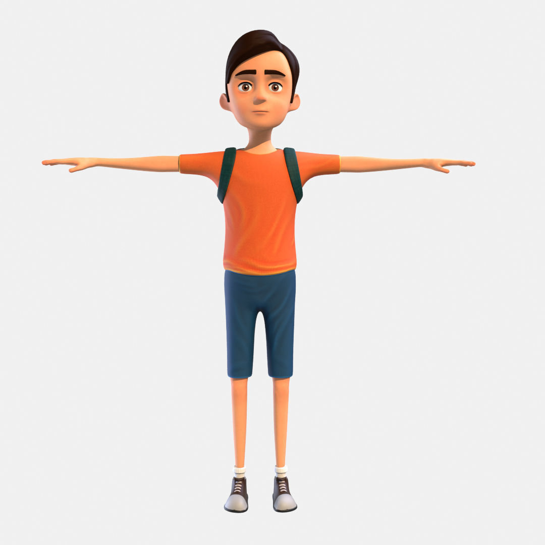 Cartoon Boy Low-poly 3D model_3