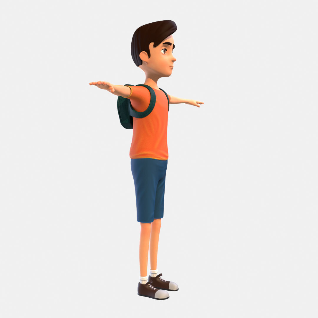 Cartoon Boy Low-poly 3D model_4