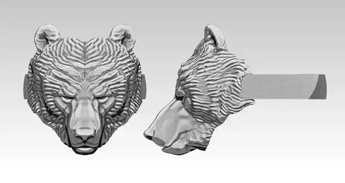 Grizzly Bear Detailed Ring 3D print model