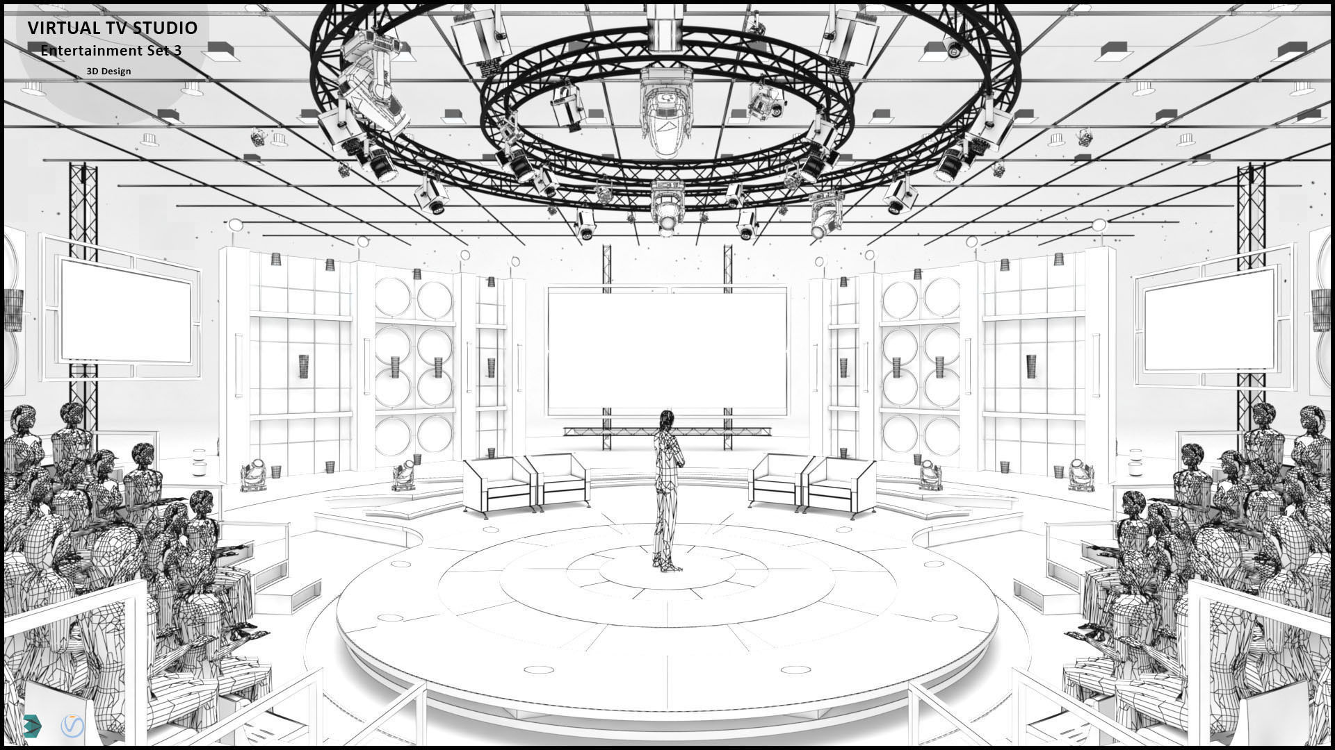Virtual TV Studio Entertainment Set 3 3D model_6