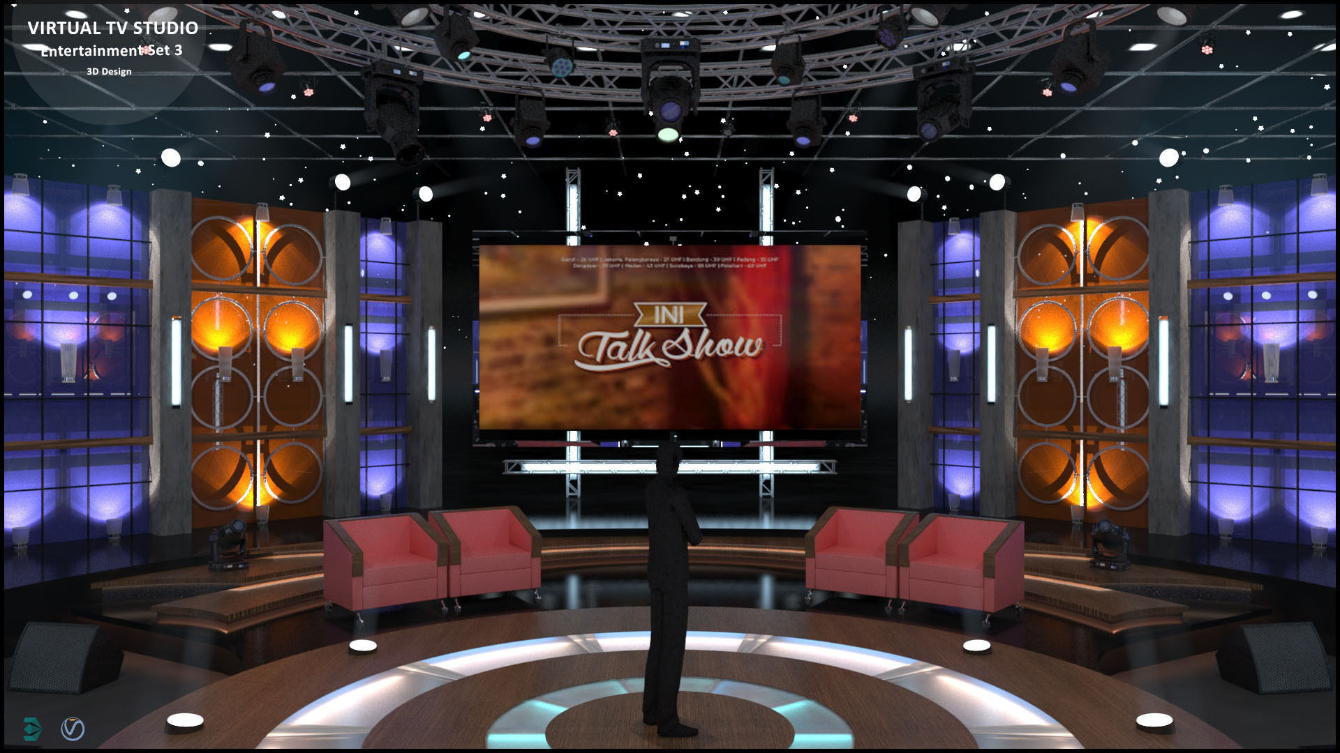 Virtual TV Studio Entertainment Set 3 3D model_9