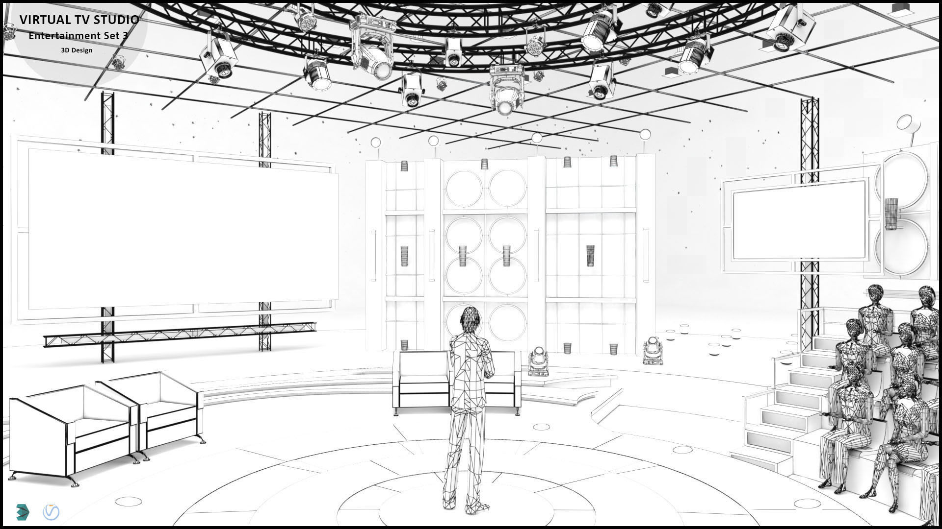 Virtual TV Studio Entertainment Set 3 3D model_14