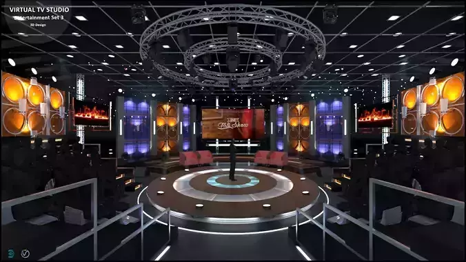 Virtual TV Studio Entertainment Set 3 3D model