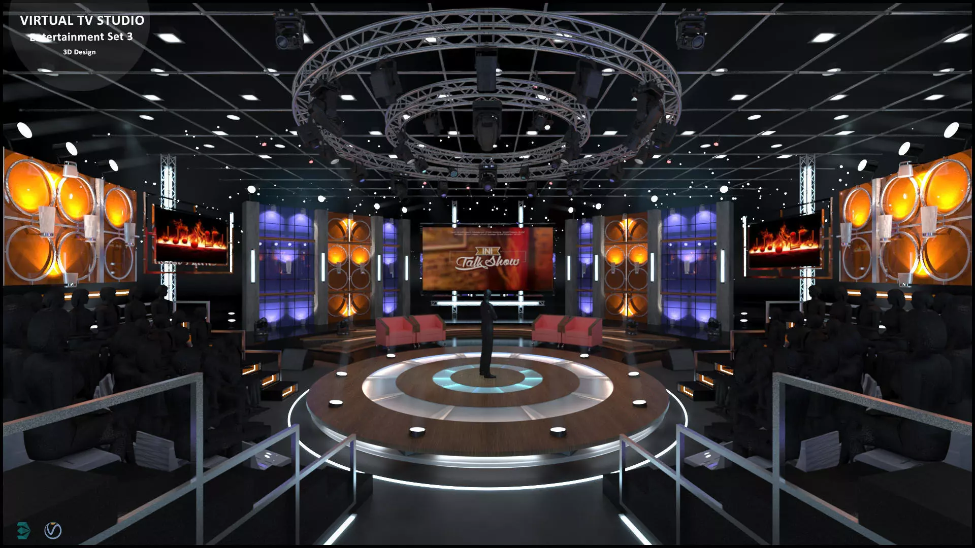 Virtual TV Studio Entertainment Set 3 3D model_0