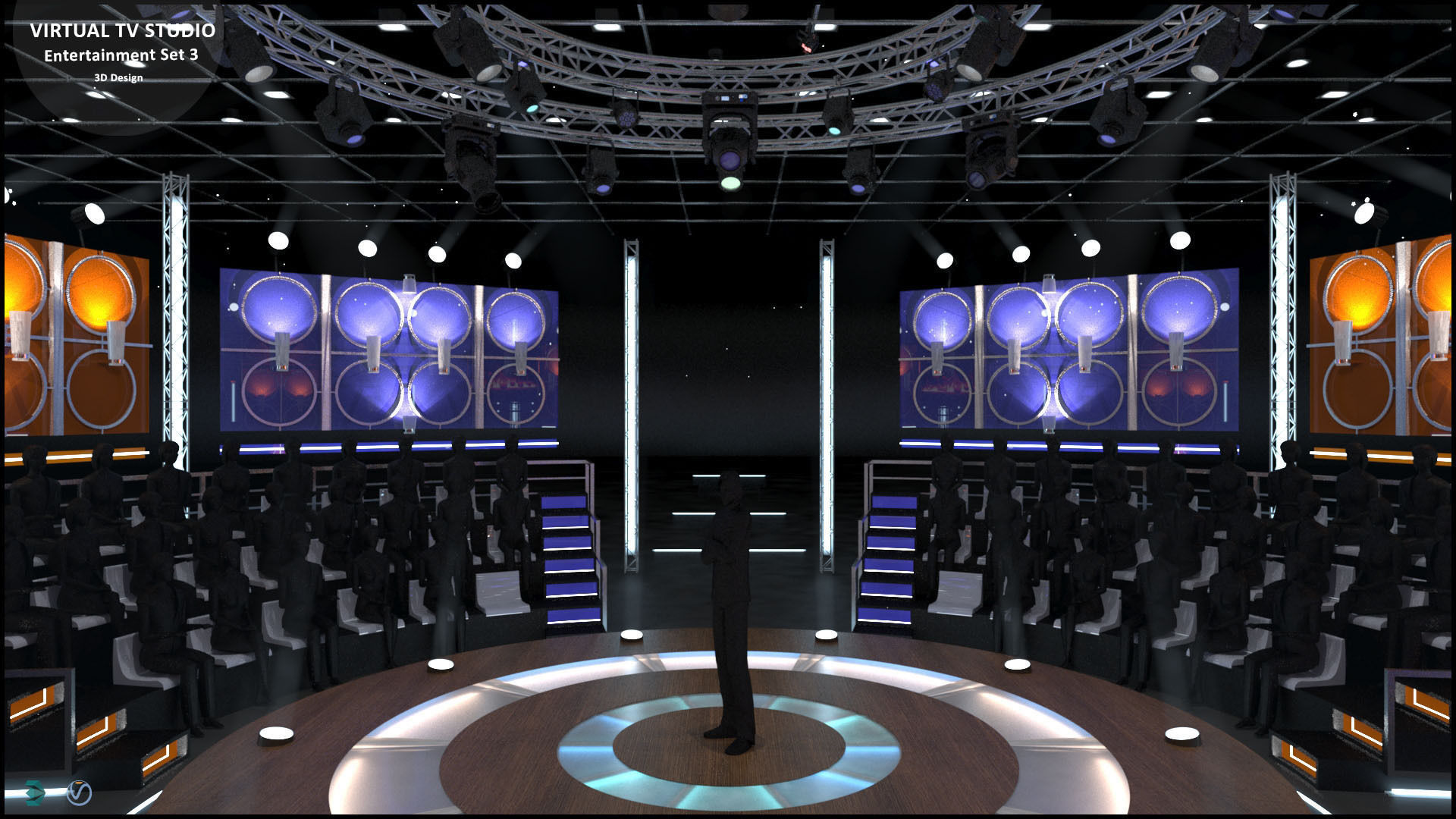 Virtual TV Studio Entertainment Set 3 3D model_11