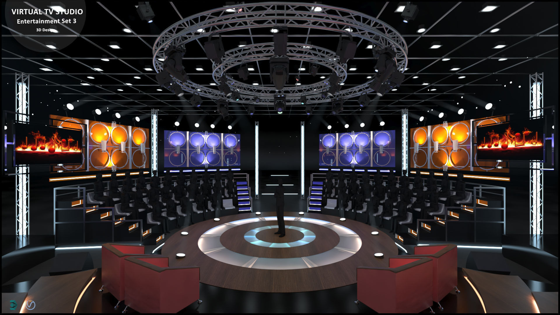 Virtual TV Studio Entertainment Set 3 3D model_3