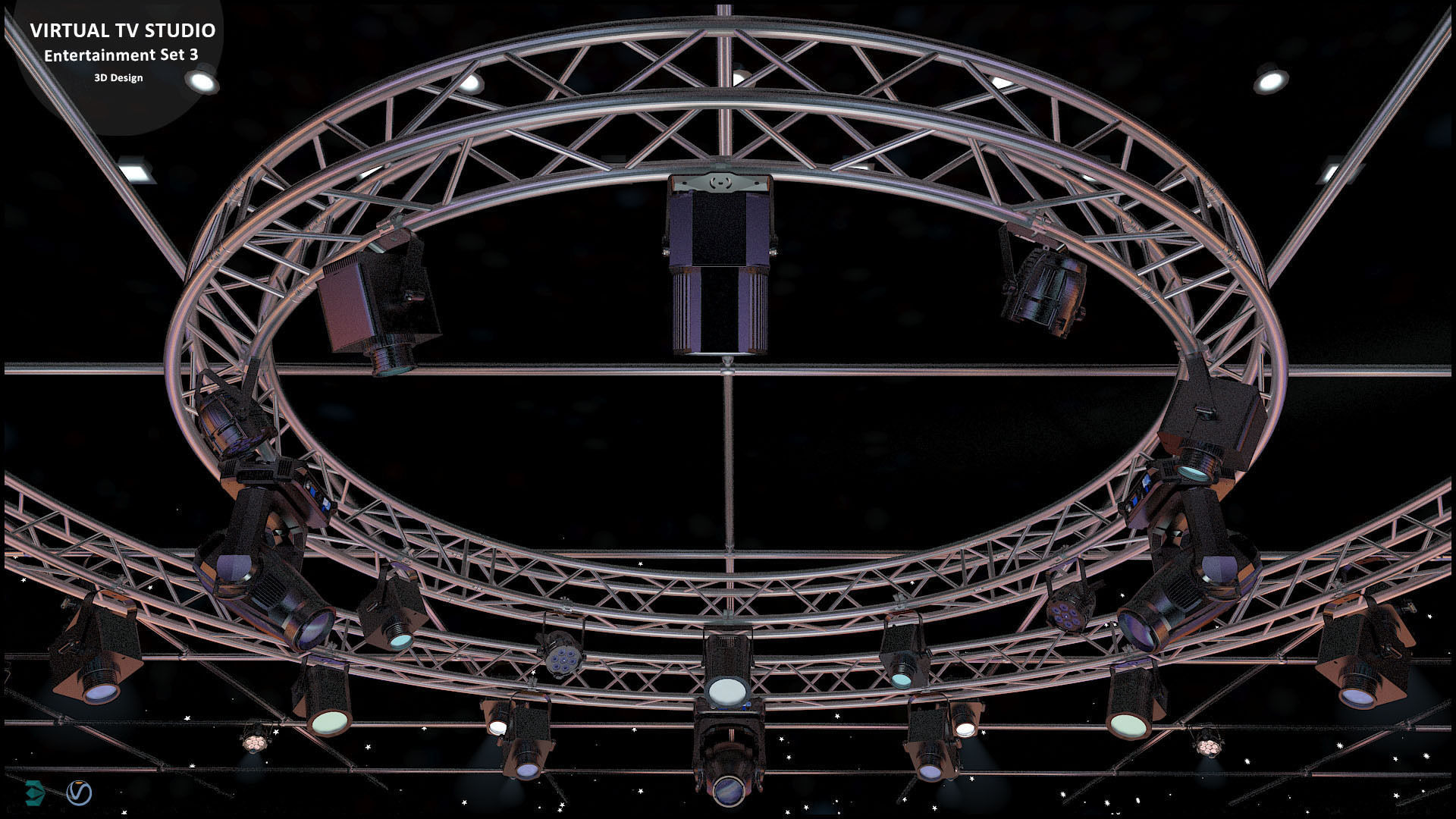 Virtual TV Studio Entertainment Set 3 3D model_23