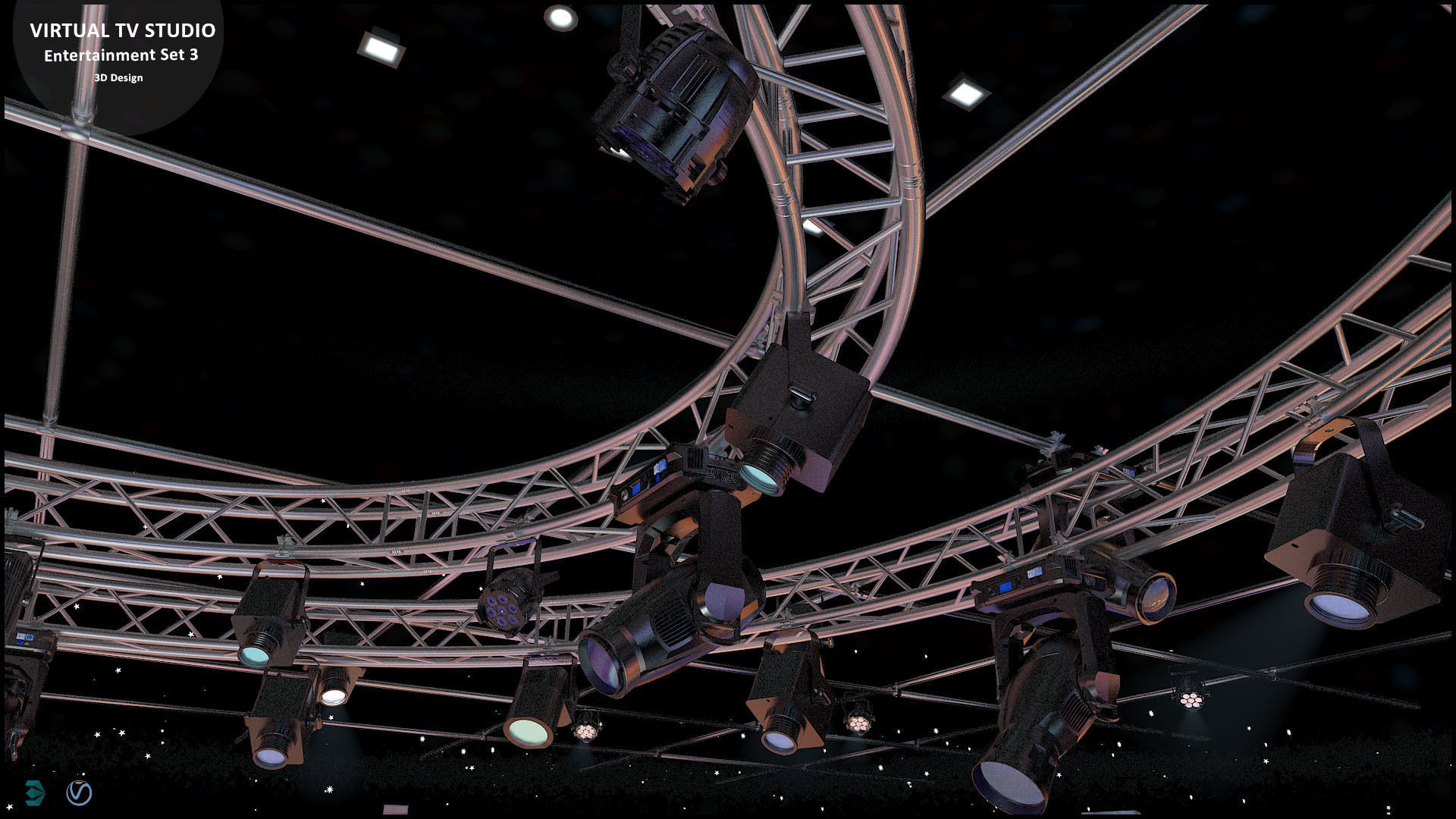 Virtual TV Studio Entertainment Set 3 3D model_24
