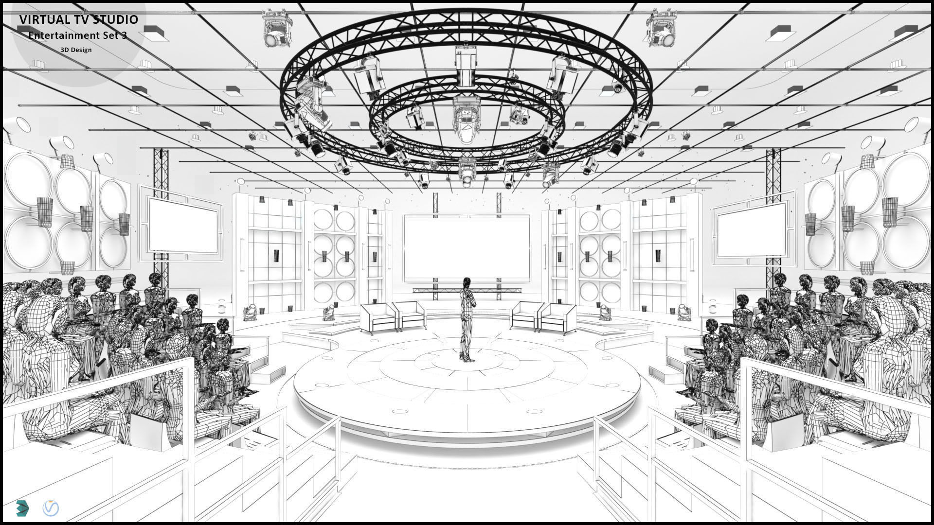 Virtual TV Studio Entertainment Set 3 3D model_2