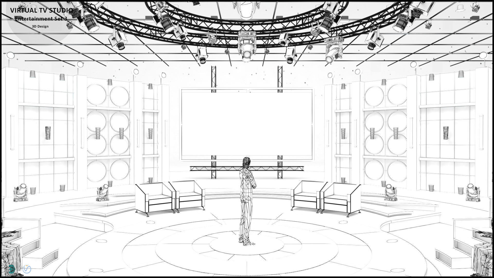 Virtual TV Studio Entertainment Set 3 3D model_8