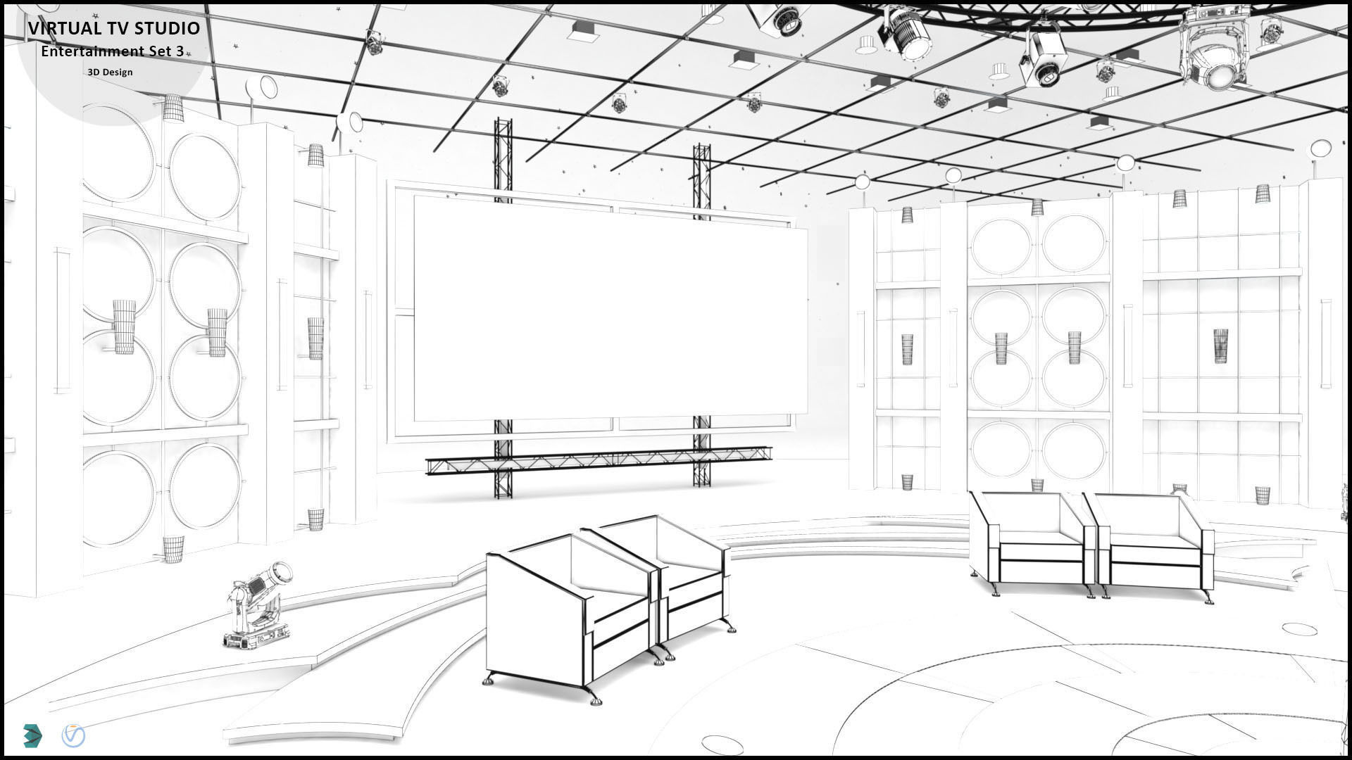 Virtual TV Studio Entertainment Set 3 3D model_16