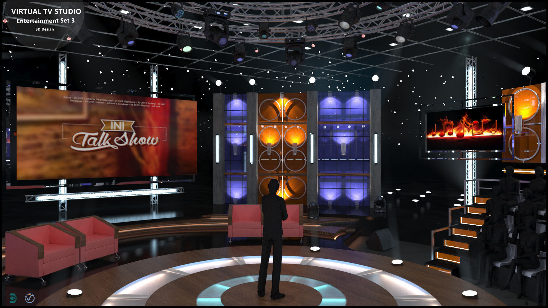 Virtual TV Studio Entertainment Set 3 3D model_13