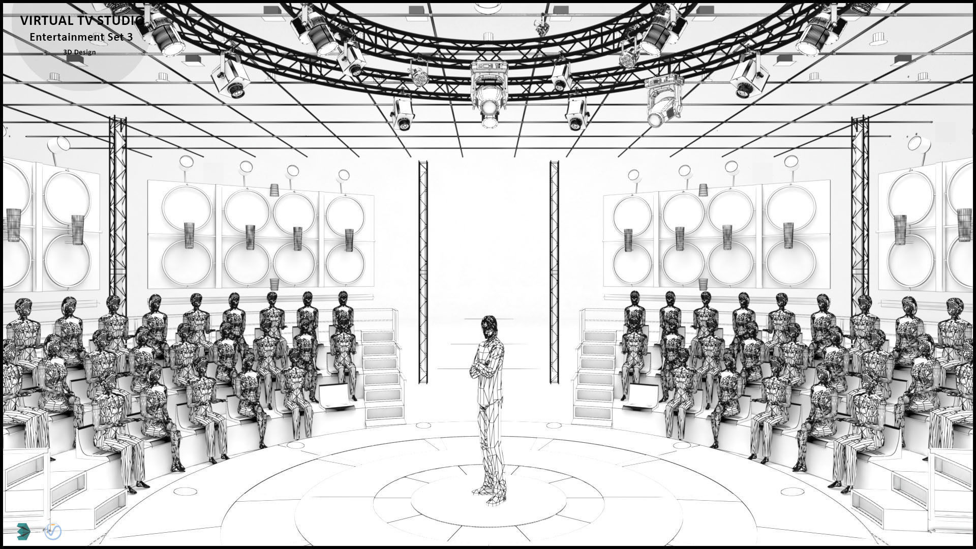 Virtual TV Studio Entertainment Set 3 3D model_12