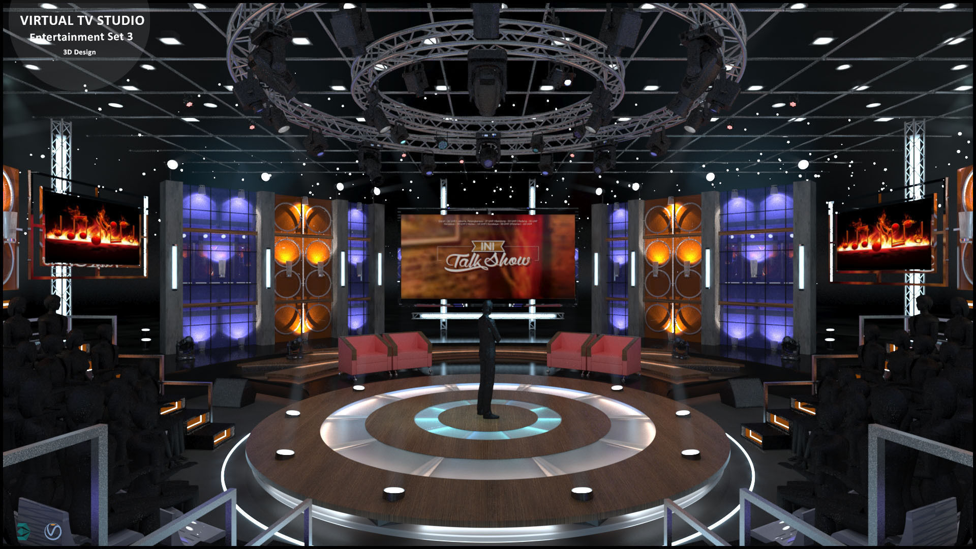 Virtual TV Studio Entertainment Set 3 3D model_5