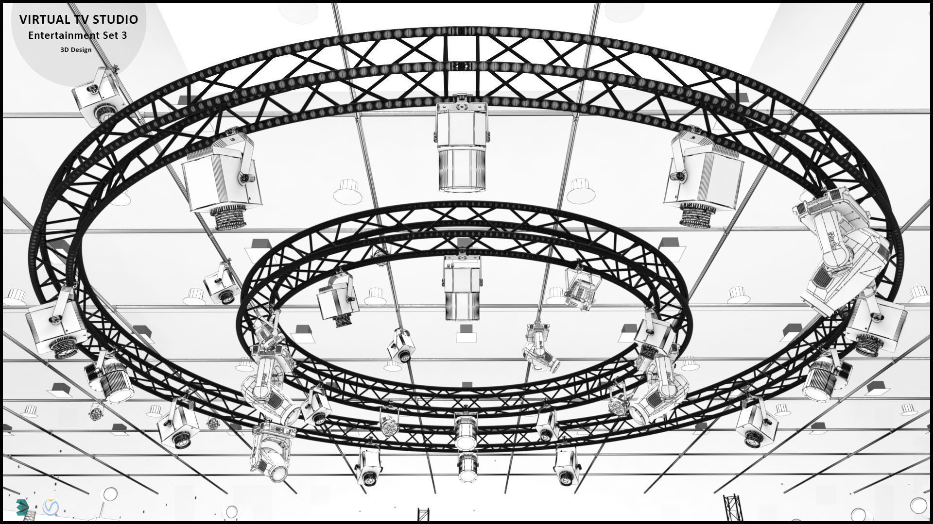 Virtual TV Studio Entertainment Set 3 3D model_22