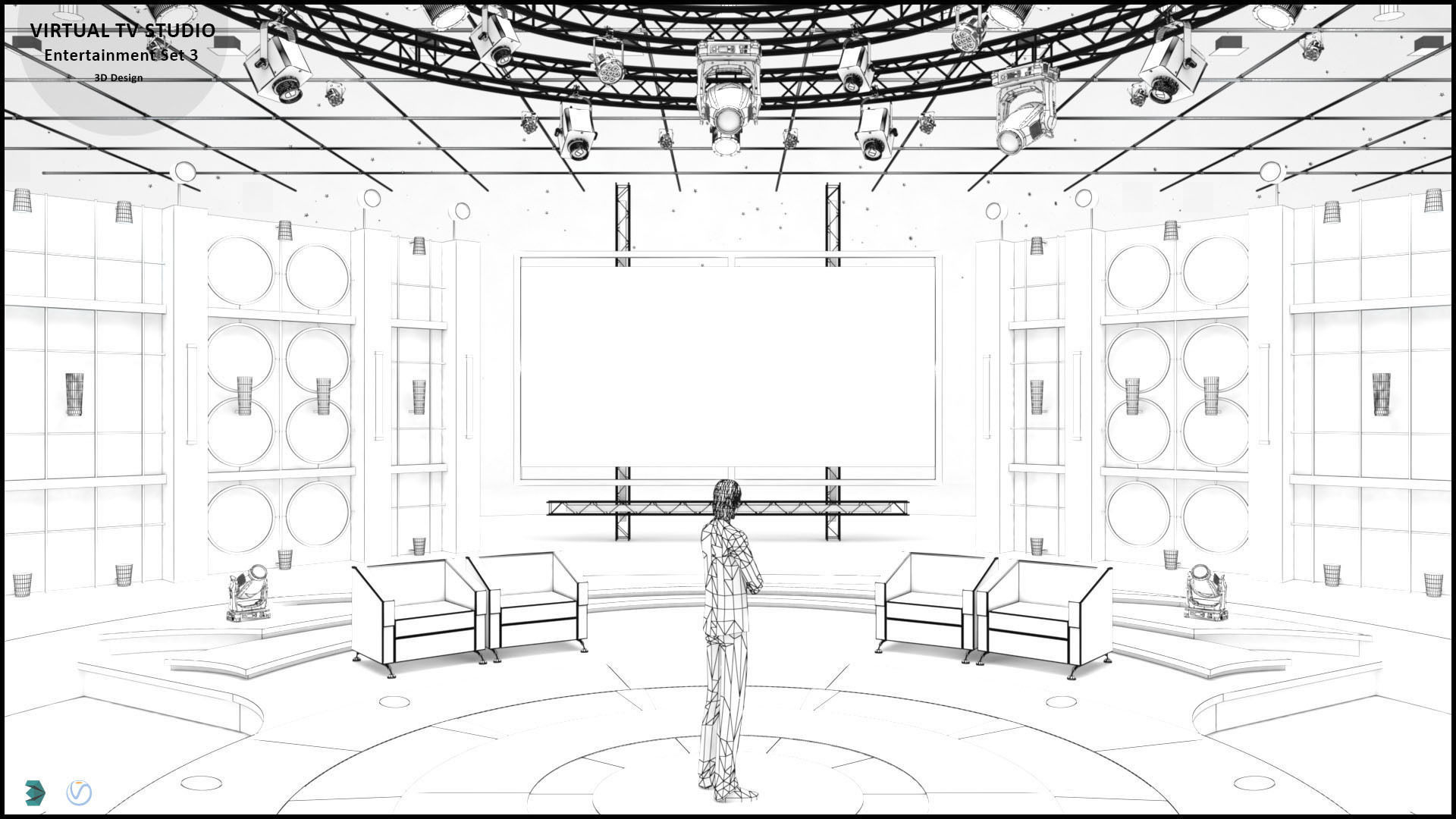 Virtual TV Studio Entertainment Set 3 3D model_10