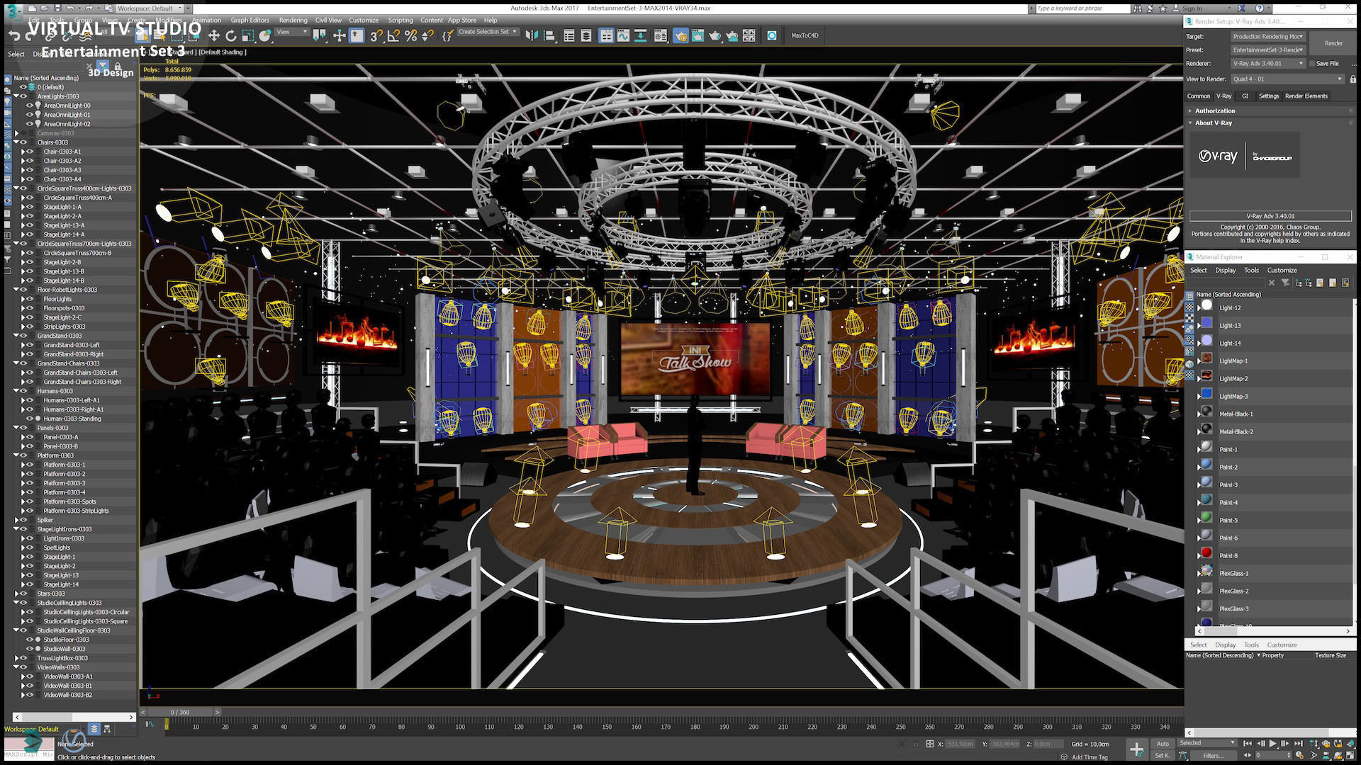 Virtual TV Studio Entertainment Set 3 3D model_25