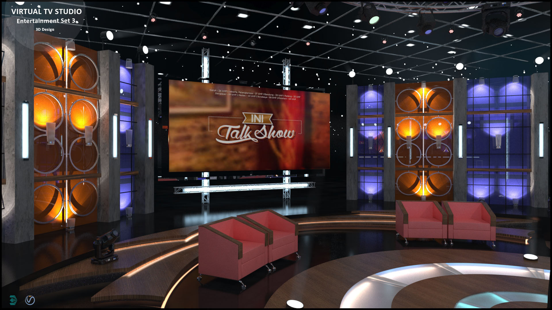 Virtual TV Studio Entertainment Set 3 3D model_15