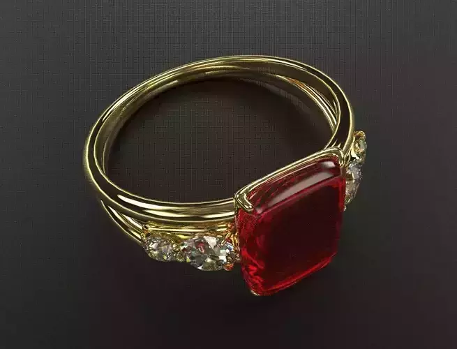 Jewelry ruby and diamond ring 3D model