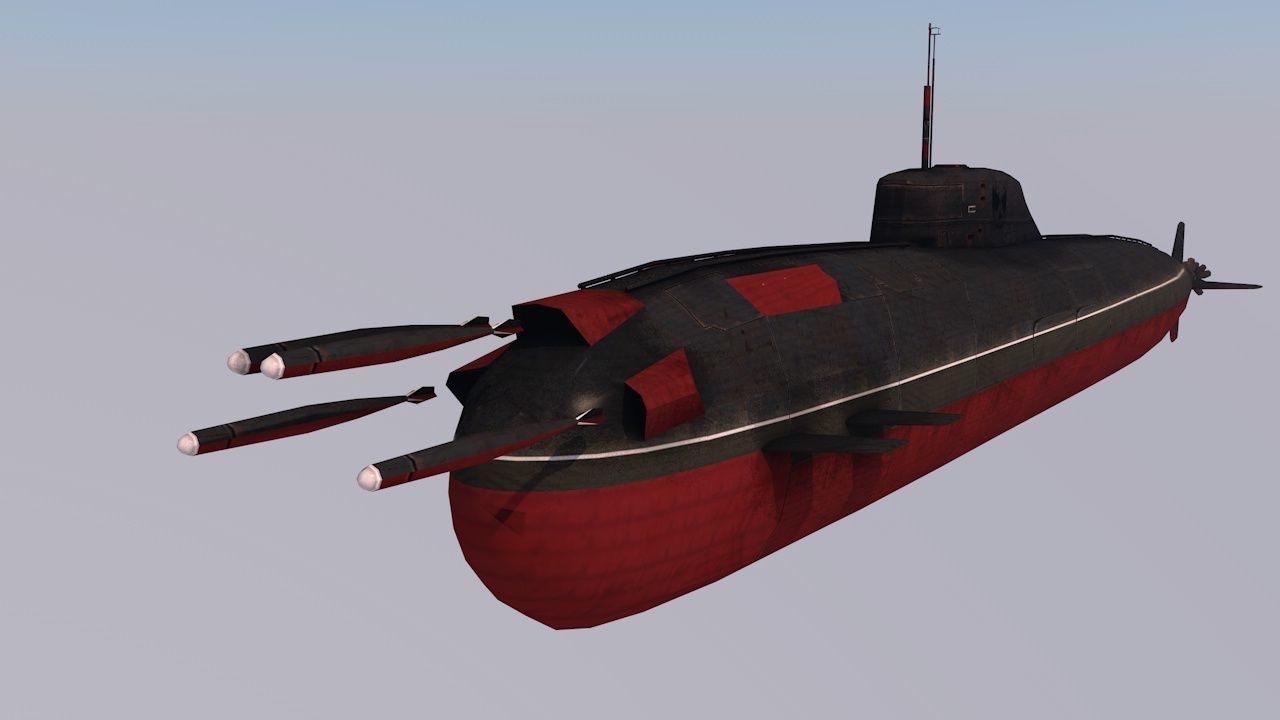 Pack Of 6 low poly game ready nuclear battle submarines  Low-poly 3D model_14