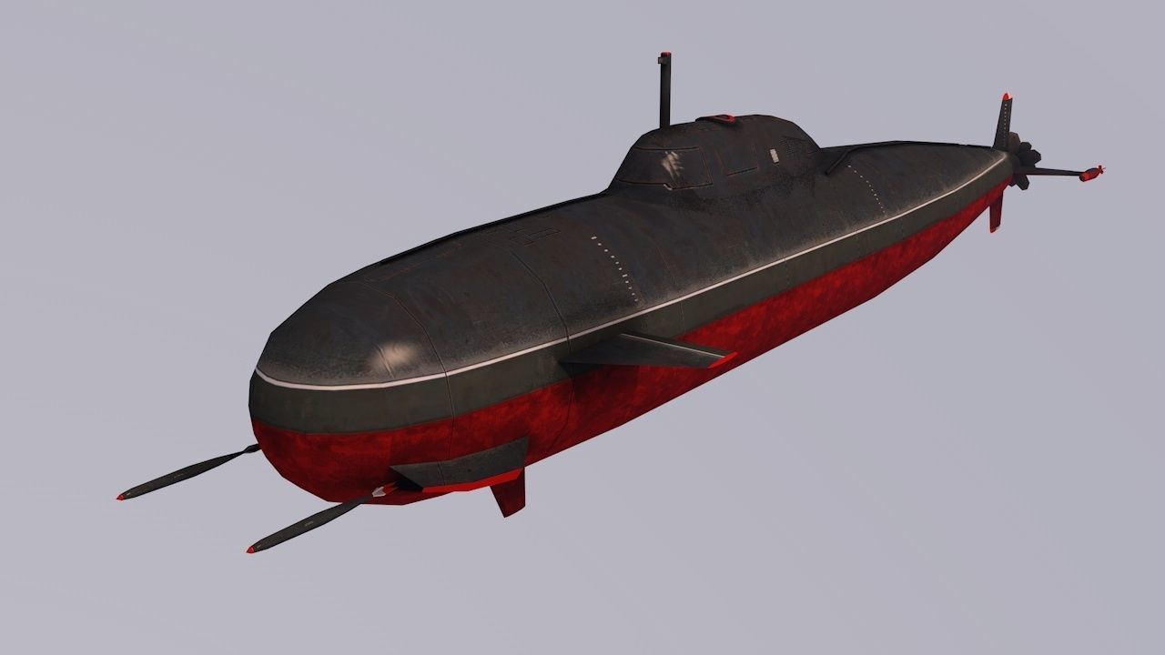 Pack Of 6 low poly game ready nuclear battle submarines  Low-poly 3D model_10