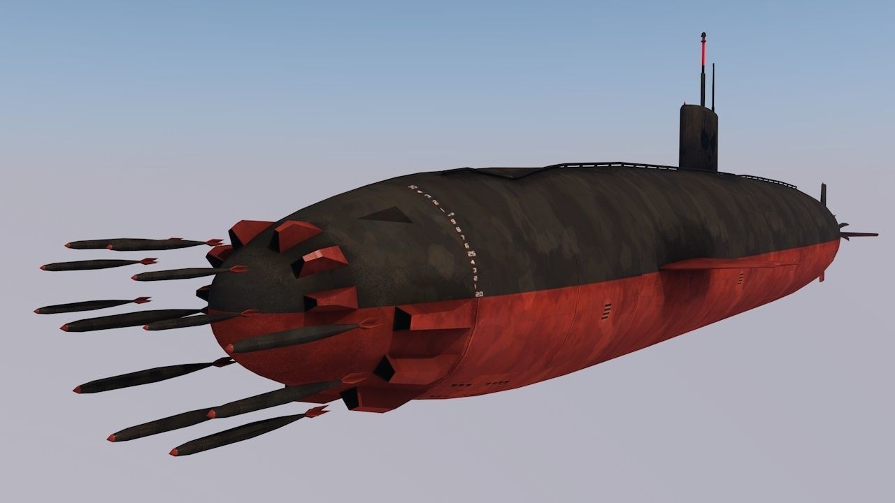 Pack Of 6 low poly game ready nuclear battle submarines  Low-poly 3D model_19