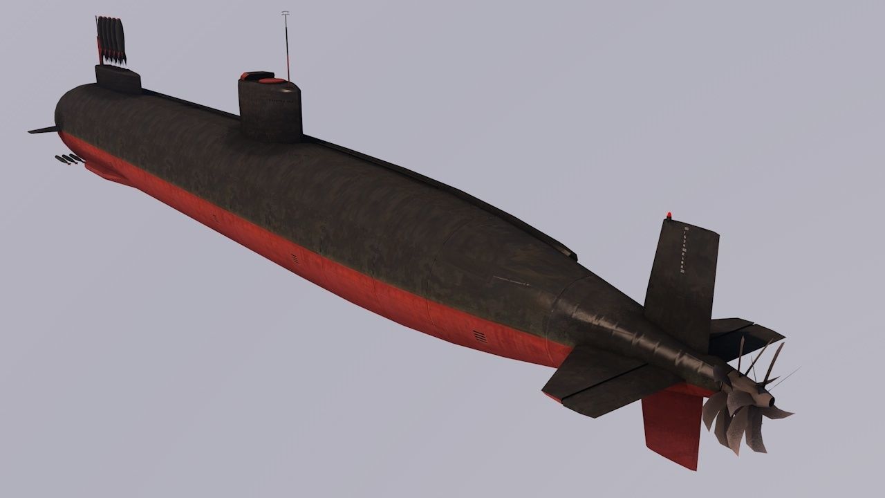 Pack Of 6 low poly game ready nuclear battle submarines  Low-poly 3D model_12