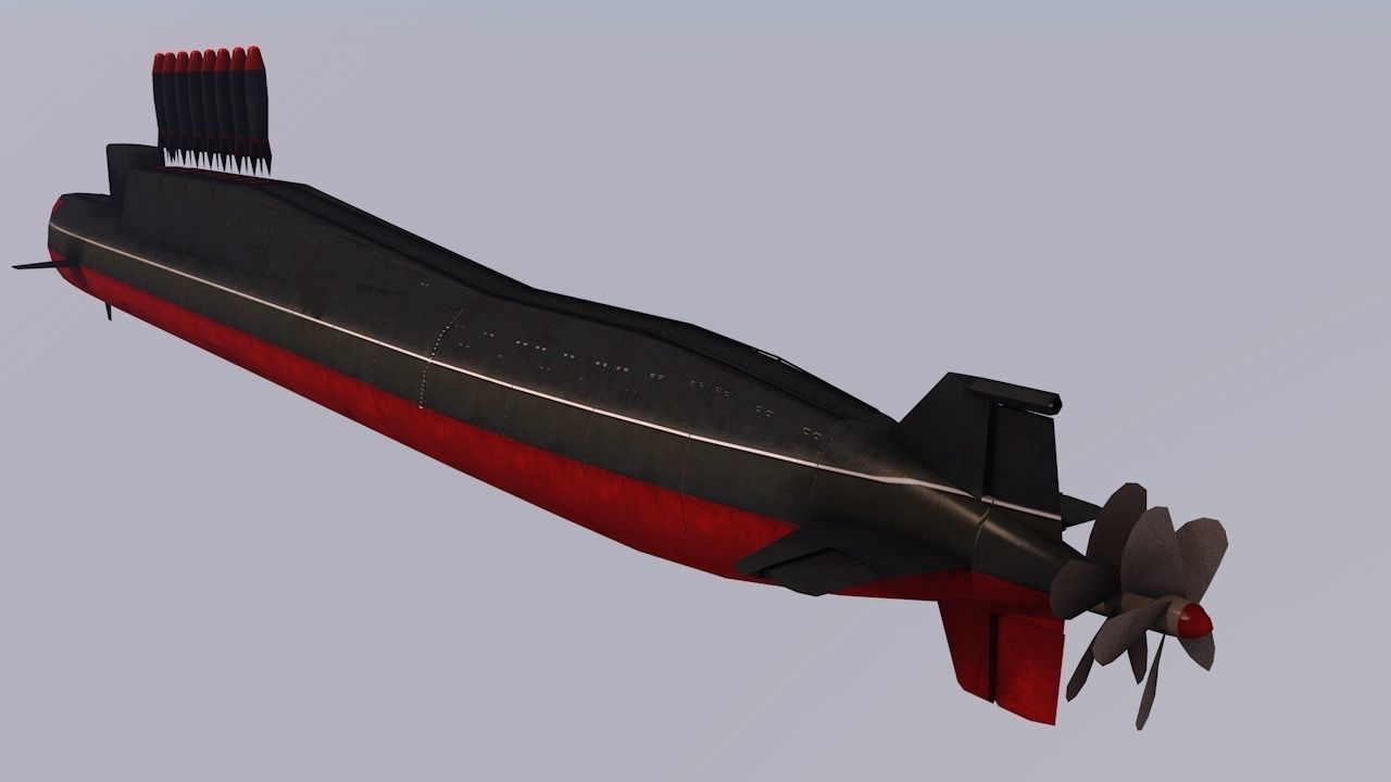 Pack Of 6 low poly game ready nuclear battle submarines  Low-poly 3D model_17