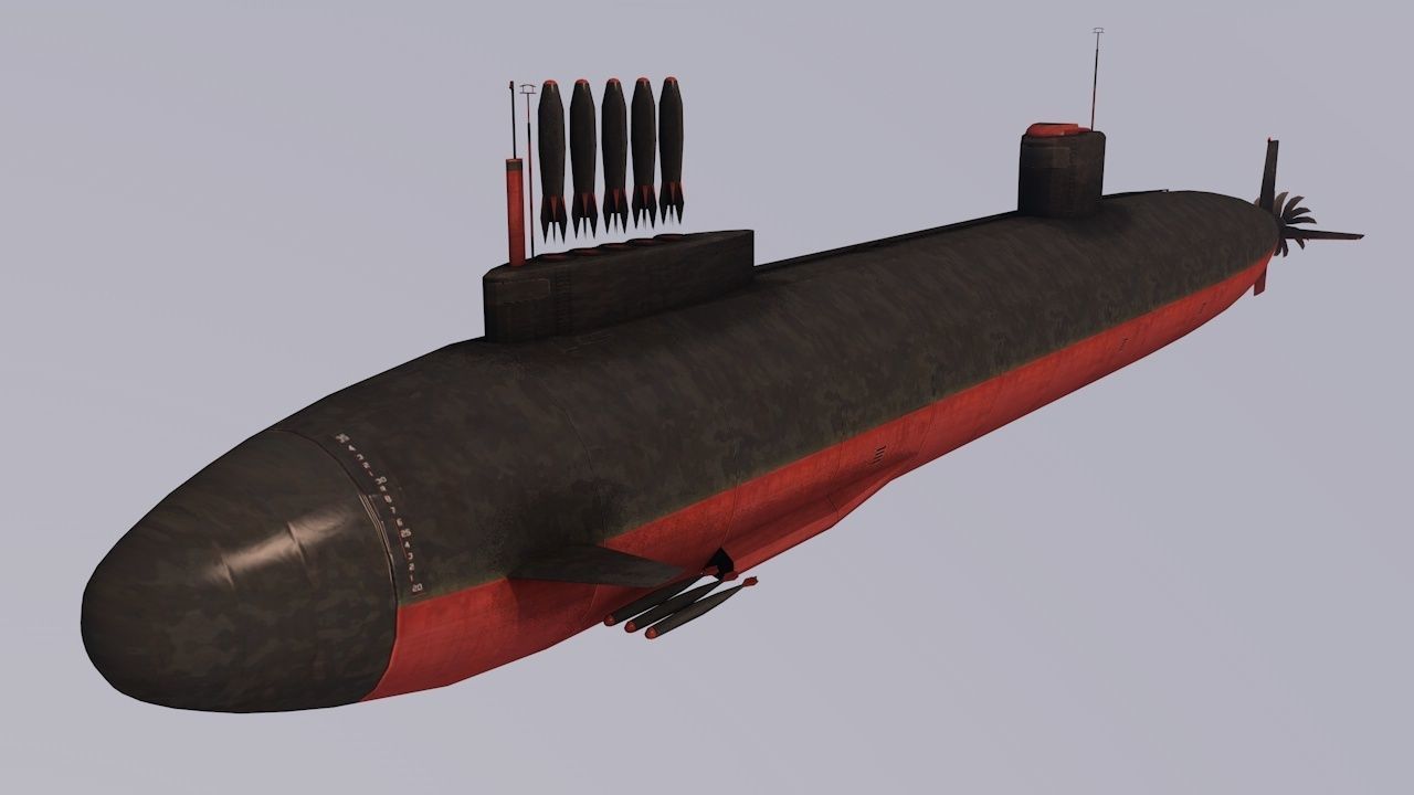 Pack Of 6 low poly game ready nuclear battle submarines  Low-poly 3D model_11