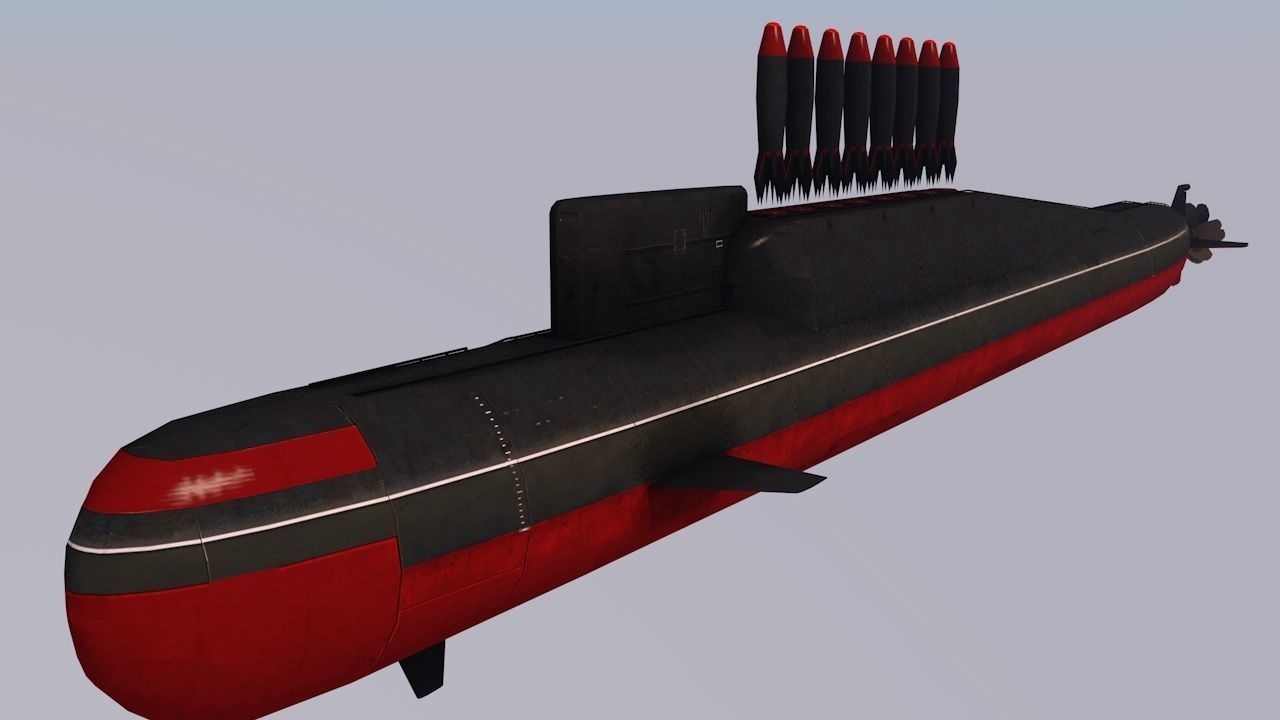 Pack Of 6 low poly game ready nuclear battle submarines  Low-poly 3D model_15