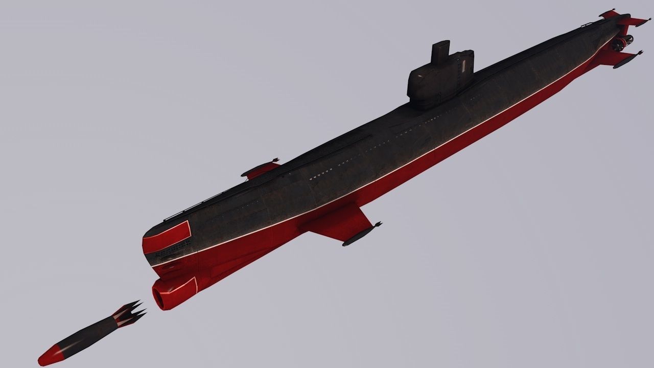 Pack Of 6 low poly game ready nuclear battle submarines  Low-poly 3D model_23