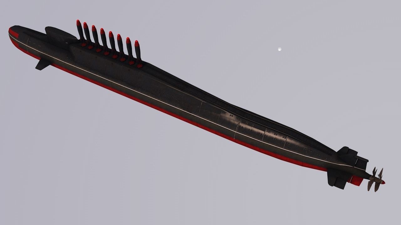 Pack Of 6 low poly game ready nuclear battle submarines  Low-poly 3D model_16