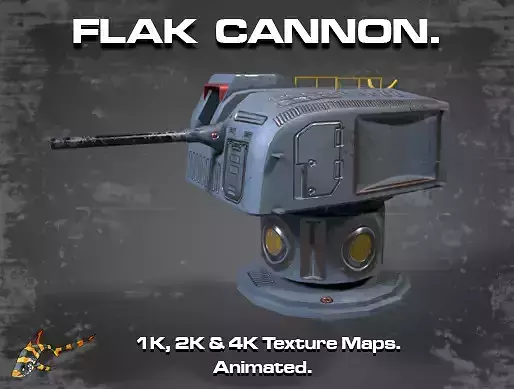 FLAK CANNON Low-poly 3D model