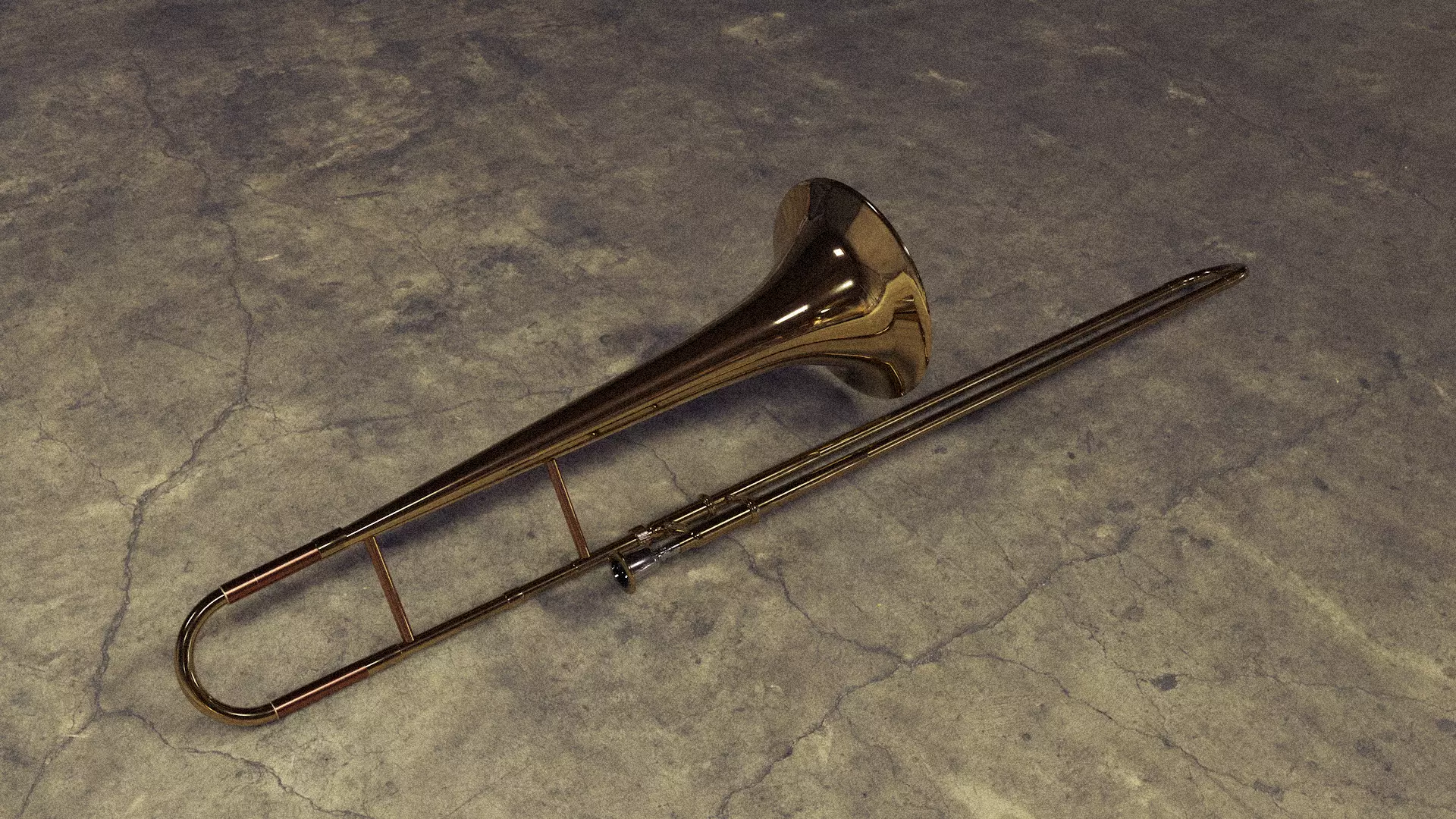 Trombone on water Low-poly 3D model_0